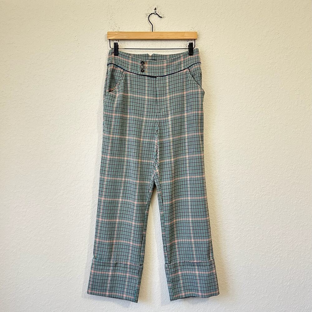 MAEVE ANTHROPOLOGIE Clemence Cuffed Pants Plaid High Rise Trousers